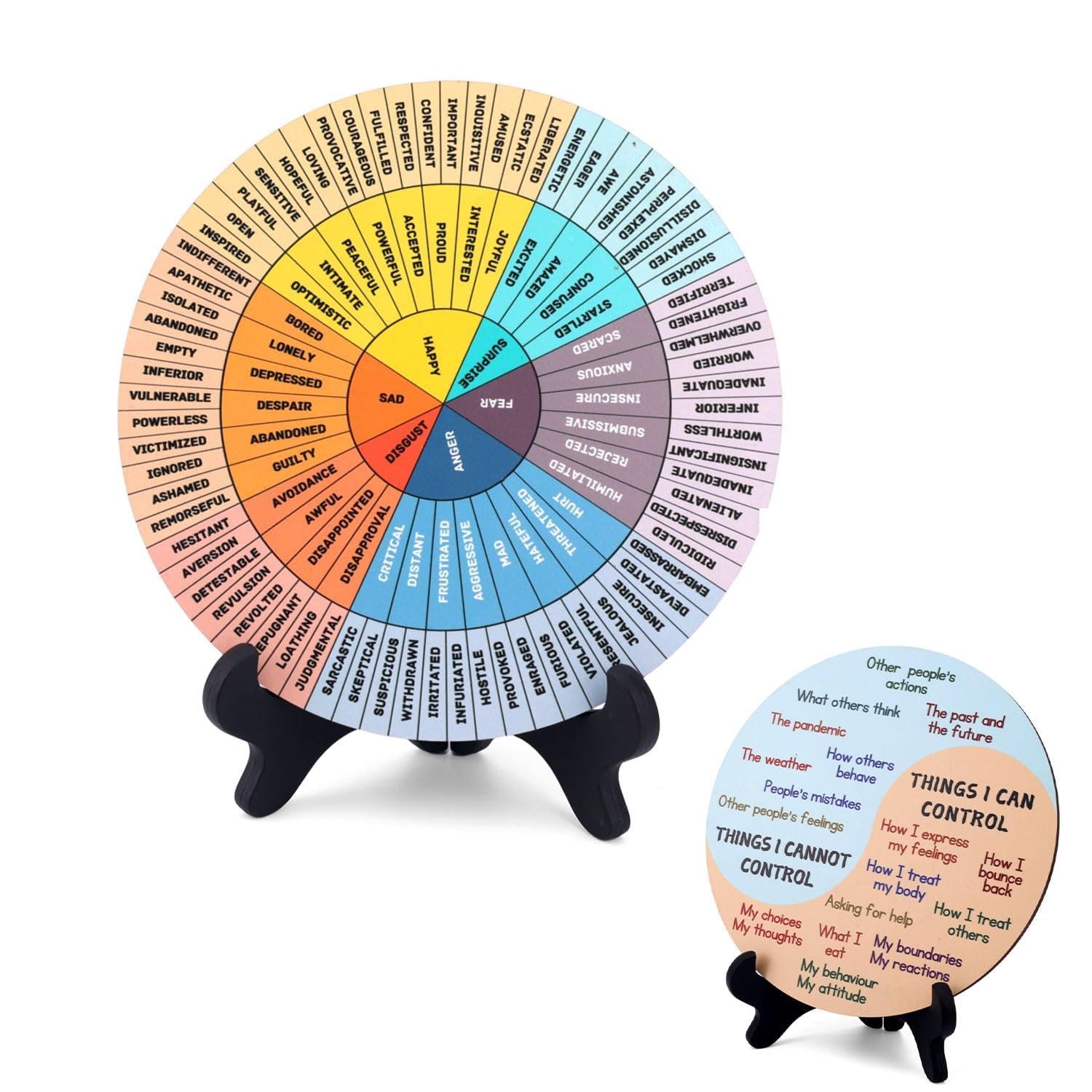 Gosknor Ruota delle Emozioni in Legno a Doppia Faccia Decorazione Salute Mentale per Ufficio Scuola Casa