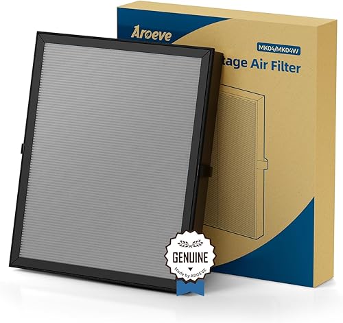 AROEVE MK04 Air Purifier Replacement Filter, AS-Sorb Material 4 -in-1 True HEPA with Activated Carbon Mix, Against Ash for Smoke, Odors, and VOCs, 1