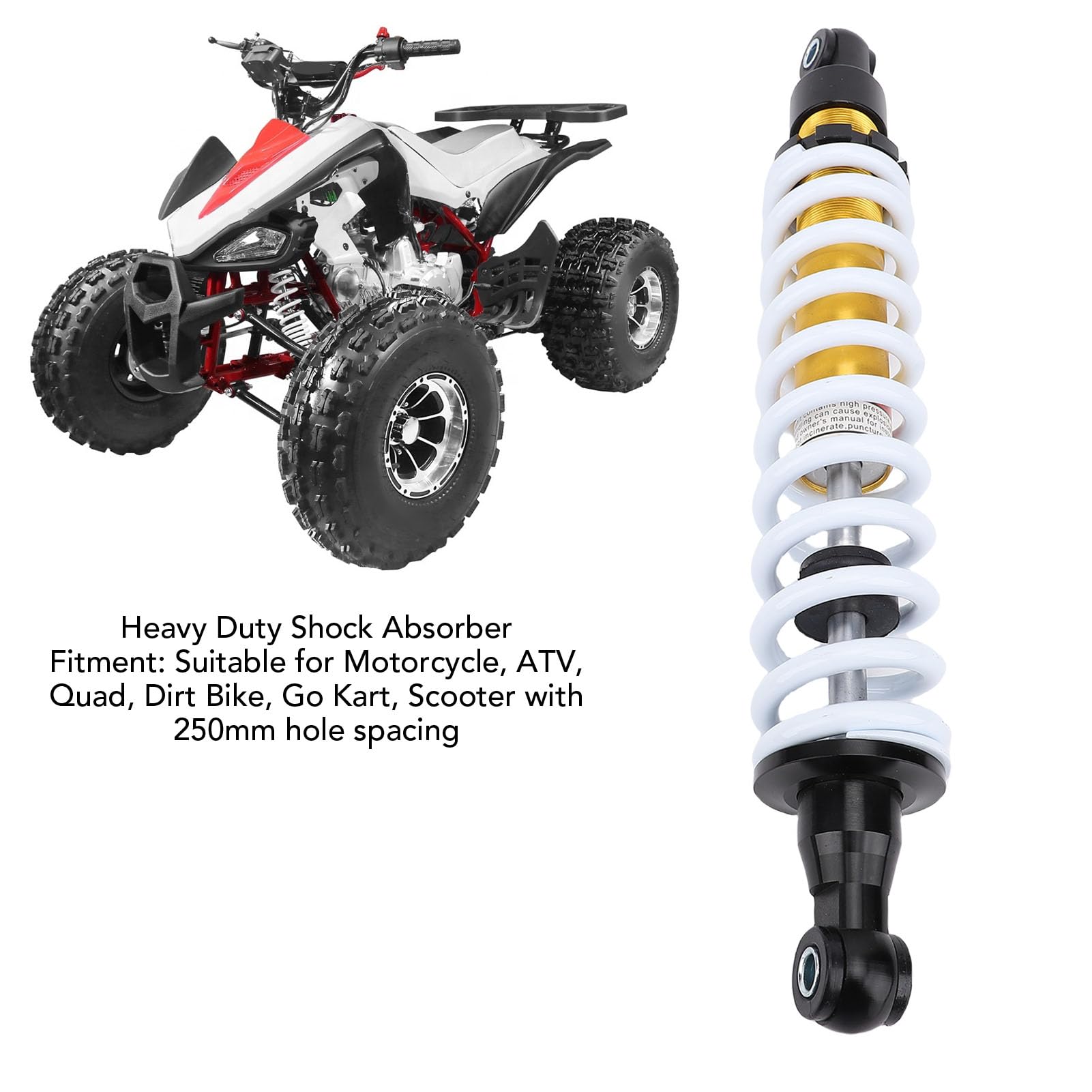 Hochleistungsschockdämpfer 400 Mm Loch Abstand 10 Mm Durchmesser Federverstellbares Dämpfung für ATV UTV Quad Dirt Bike Go Kart Scooter