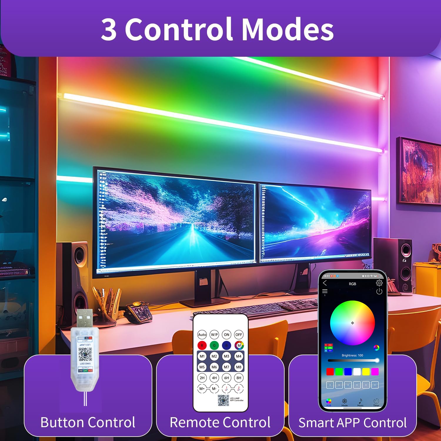 流れるledテープライト 防水 RGB usb テープライト 5m 5V ledテープ 間接照明 音楽連動 タイマー機能 調光調色 フレキシブル リモコン付き インドア/屋外/寝室/キッチン/リビング diy (2 メートル)