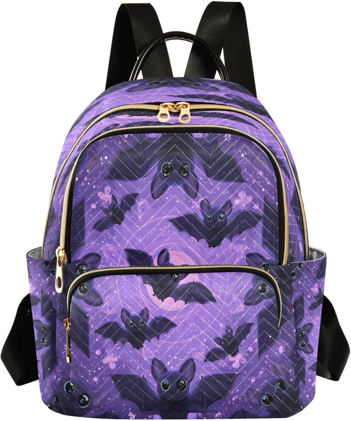 Mini Backpack for Women Blackbats Purple Mandala Travel Backpack Purse for Ladies Handbag Shoulder Bag Casual Daypack, M