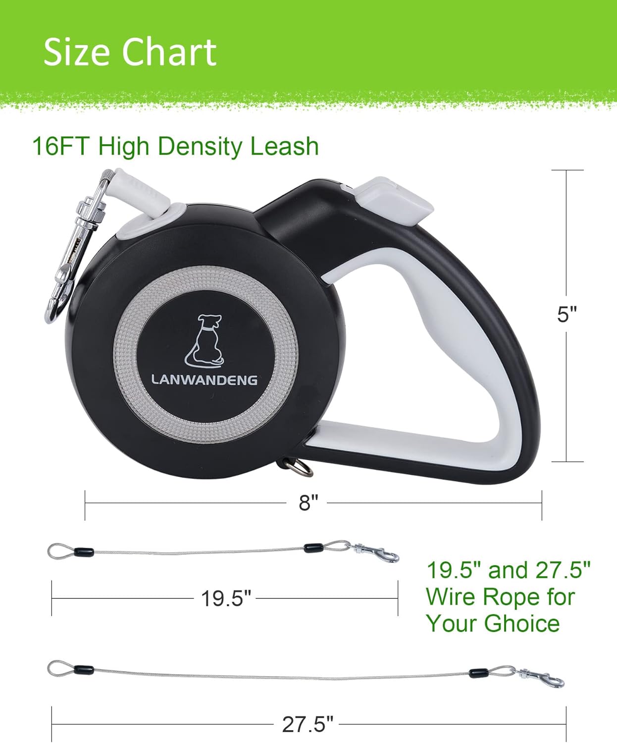 Chew Proof Retractable Dog Leash with 2 Heavy Duty Anti-Chewing Wire Ropes, 16FT Leashes 360 Tangle Free for 2 Dogs, Dual Dog Lead for Small/Medium/Large Dogs Gray
