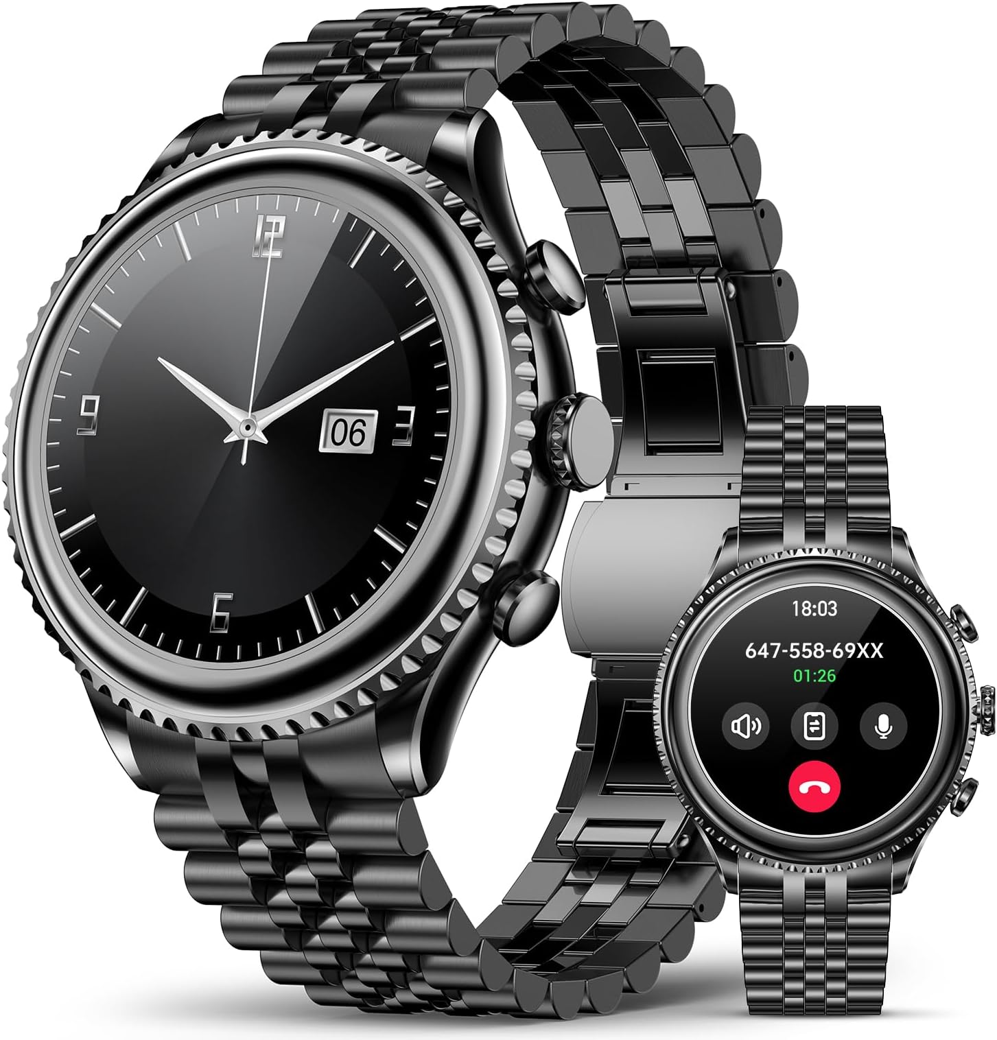 - 2026 Rotating Bezel Smart Watch for Men with Bluetooth Call, Heart Rate, Blood Pressure, SpO2, Sleep Monitor, Waterproof Round Watch with Encoder Knob, 1.32" AMOLED Display, Compatible Android and iOS