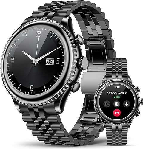 2025 Rotating Bezel Smart Watch for Men with Bluetooth Call, Heart Rate, Blood Pressure, SpO2, Sleep Monitor, Waterproof Round Watch with Encoder Knob, 1.32" AMOLED Display, Compatible Android and iOS