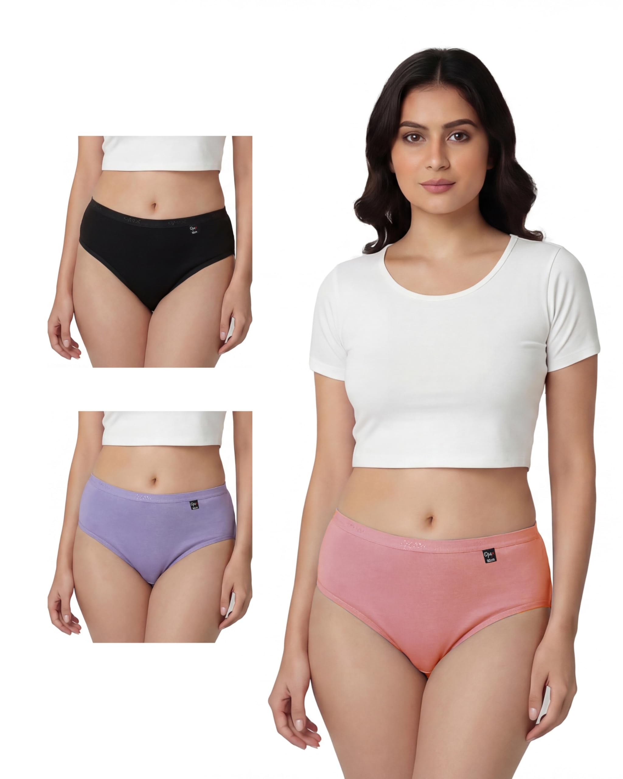 opex Women's Zita Micro Modal Elastane Stretch Mid Waist Hipster Panty | Ultra Soft Breathable Lightweight Full Coverage Innerwear with Soft Outer Elastic Waistband (Pack of 3-picture-49