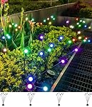 4Count Solar Lights Outdoor Waterproof IPX5, Solar Garden Lights Wind Swaying Lights, Firefly Light Outdoor Solar, Outdoor Christmas Lights, for Yard Lawn Pathway Decoration Lighting, WarmYellow
