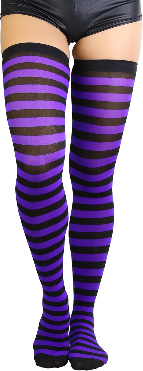 ToBeInStyle Women's Nylon Horizontal Striped Thigh Highs