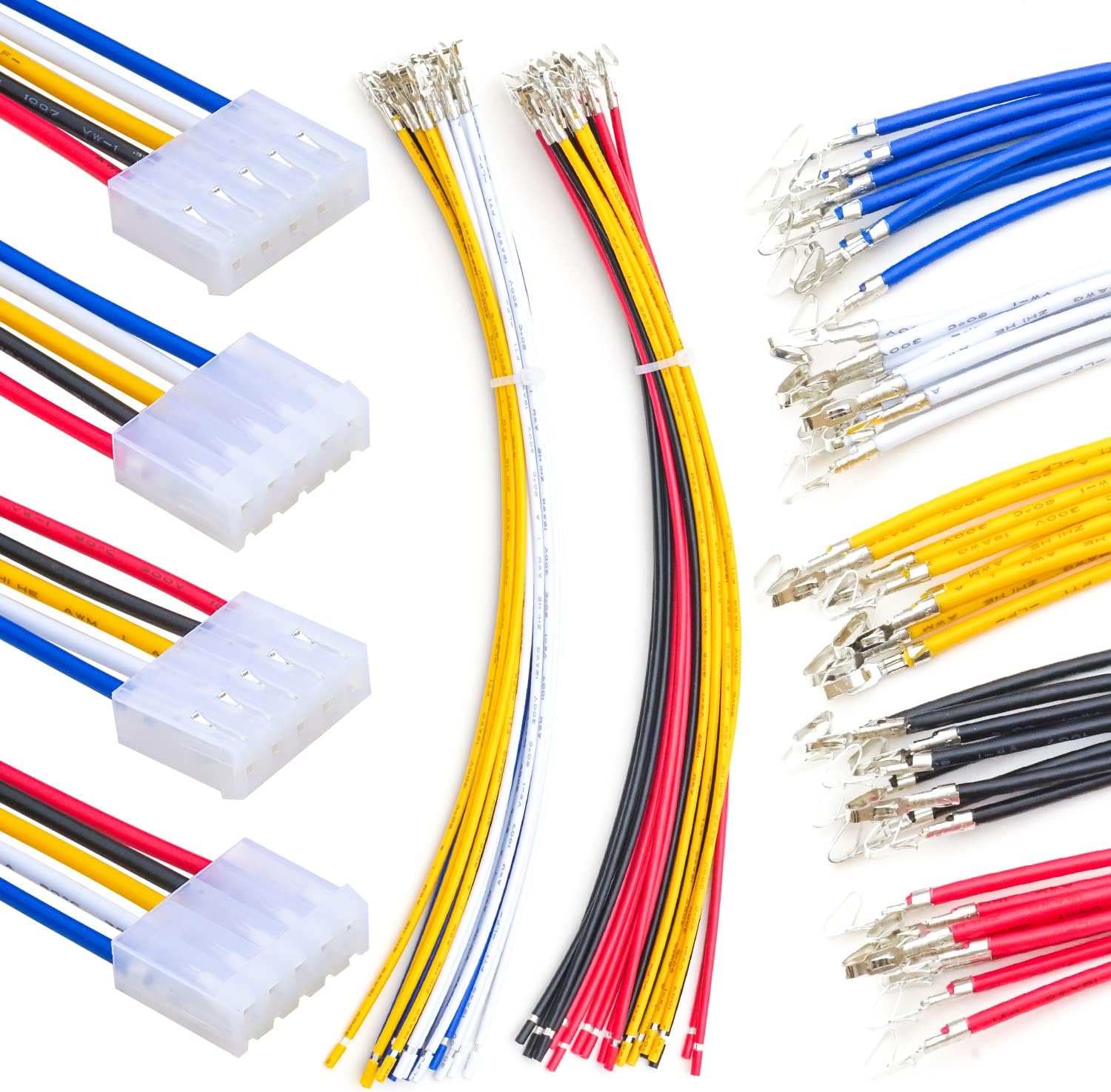 Jst CH 3.96MM 5 Pin Connector Socket Kit Total 2 Sets with 10Pcs 210MM 18AWG Pre-Crimped Cables Wire Jst-CH 5 Pin Connector