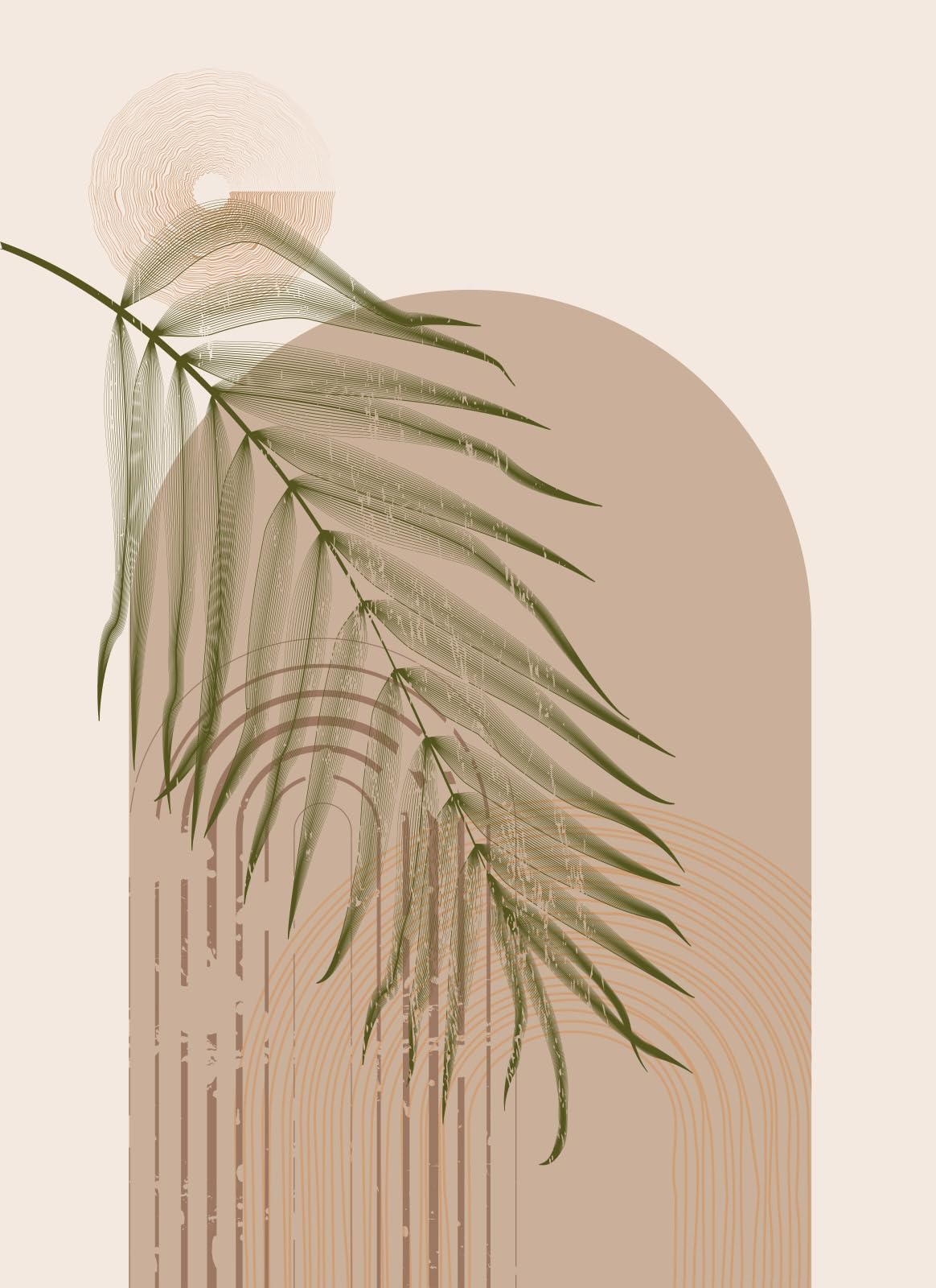 Panoramiczna tapeta – liście Boho 3617680820452 – szerokość 195 cm x wysokość 268 cm