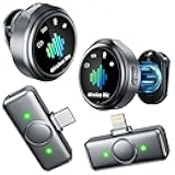 LID LIRDDY Mini Microphone for iPhone: Wireless Lavalier Microphone for Android - Noise Canceling Magnetic Clip Lapel Mic - Vlogging Recording & Pro Video for Content Creators - Black Gray