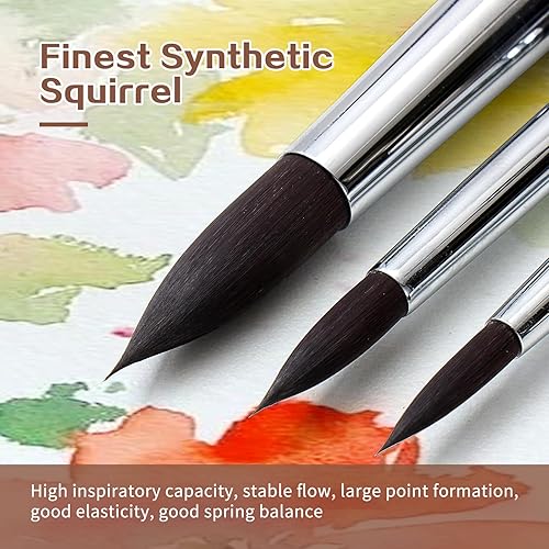 Miniatura 4 de Juego de pinceles profesionales para acuarela y pintura al óleo, 10 pinceles redondos de alta calidad con formas de dagaplanaovalada para artistas,