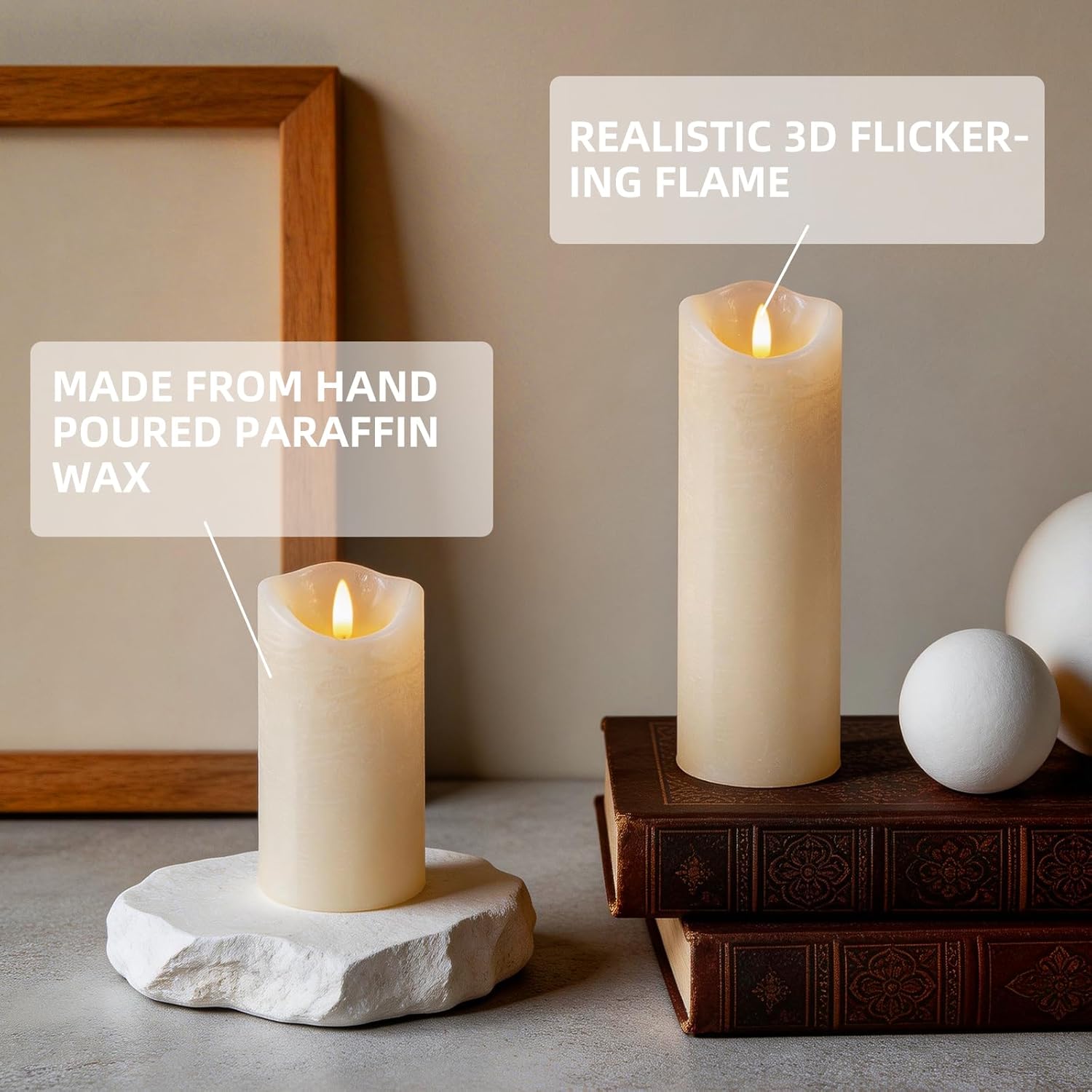 Flameless Pillar Candles with Remote, Battery Operated Candles Real Wax, [5-Pack] Fake LED Flickering flameless Candle with Timer Function for Room Home Decor (2.2" * 5/5.5/6/7/8") - White