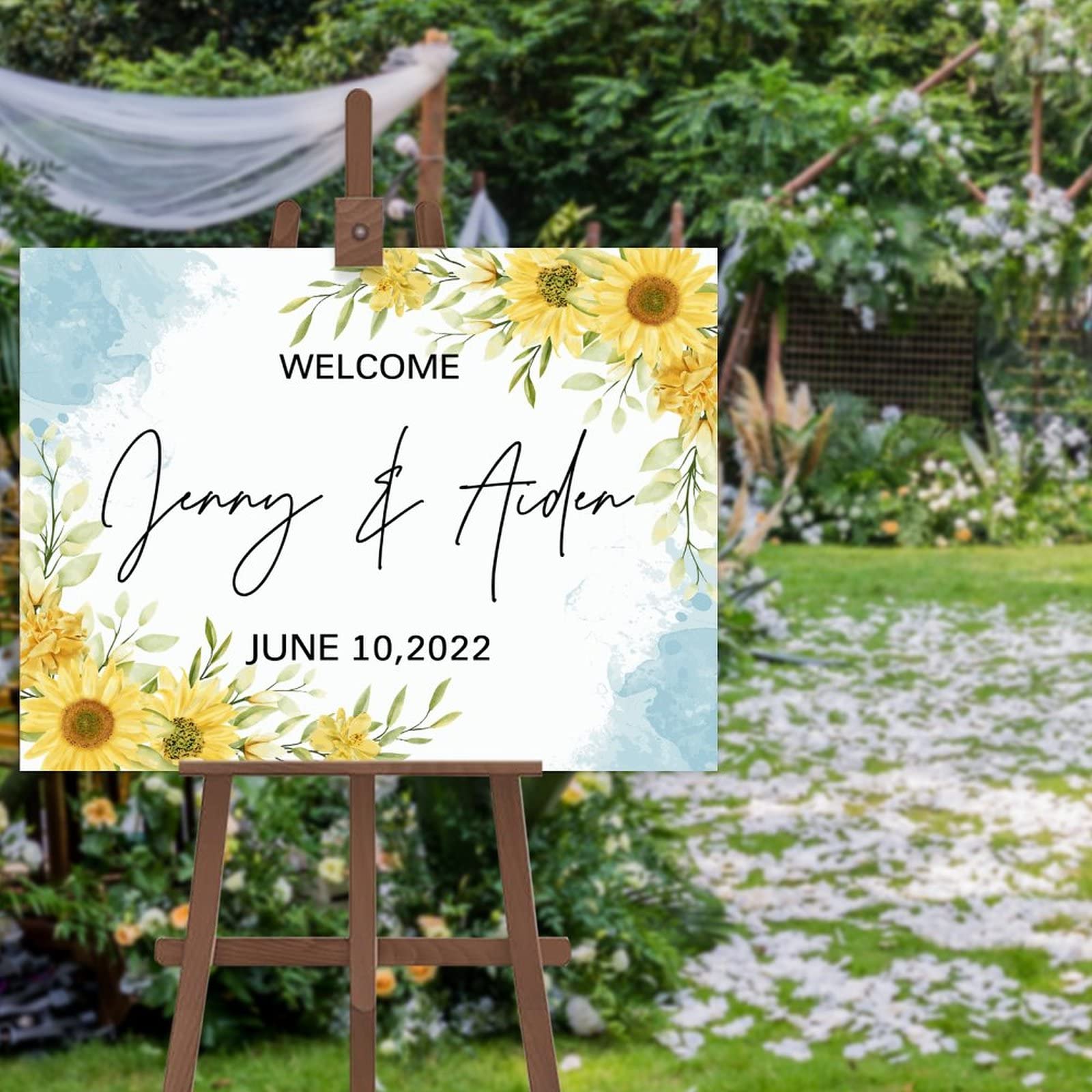 Panneau de bienvenue mariage pour une réception champêtre en plein air