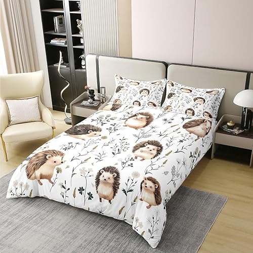 Miniatura 2 de Funda de edredón de erizo rústico 100% algodón para niños y niñas, juego de ropa de cama para niños, funda de edredón de animales de dibujos