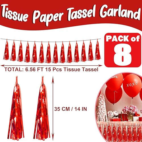 Miniatura 10 de Guirnalda metálica de flecos de papel de aluminio de 8 piezas para desfiles, despedidas de soltera, boda, cumpleaños, Halloween, Navidad, decoración