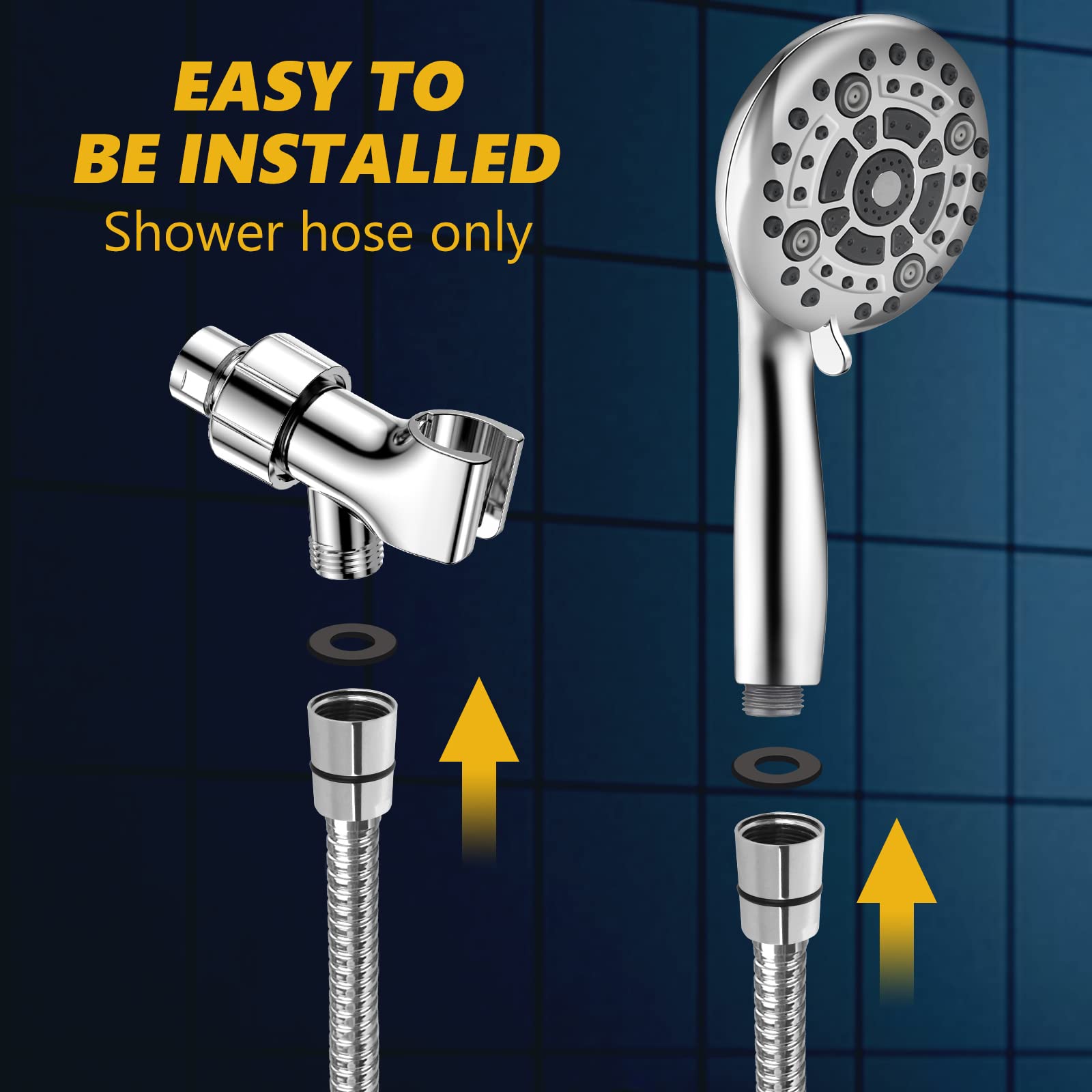 DAKINGS Stainless Steel 59-inch Long Handheld Shower Head Hose