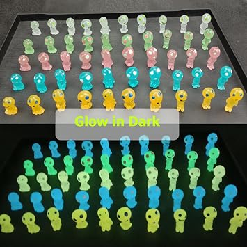 Pack of 20 Luminous Alien Figures - Glow Elves & Forest Spirits Funny Sculptures for Table, Children's Room & Aquarium Decoration
