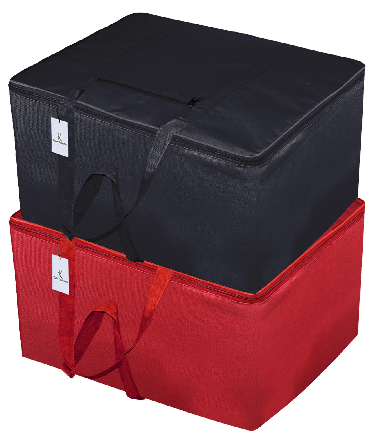 Kuber Industries 2 Pieces Rexine Jumbo Attachi Bag Travel Handbag Storage Carrying Bag, Blanket Cover, Duffle, Travel Multi-Purpose Bag (Red & Black) CTKTC0134746-image-44