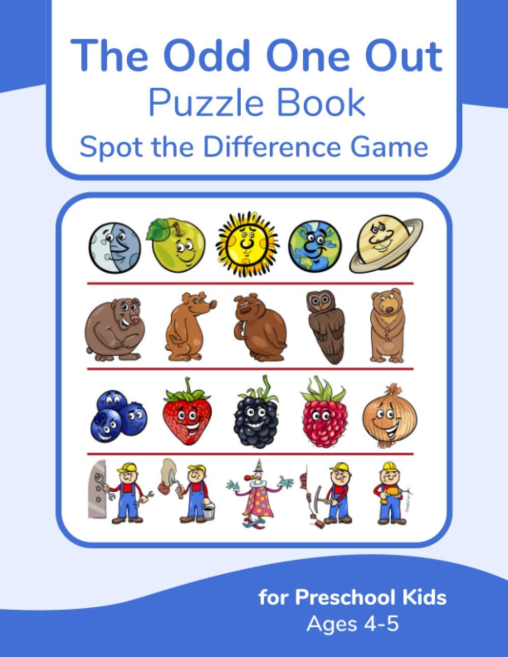 The Odd One Out Puzzle Book - Spot the Difference Game for Preschool Kids Ages 4-5