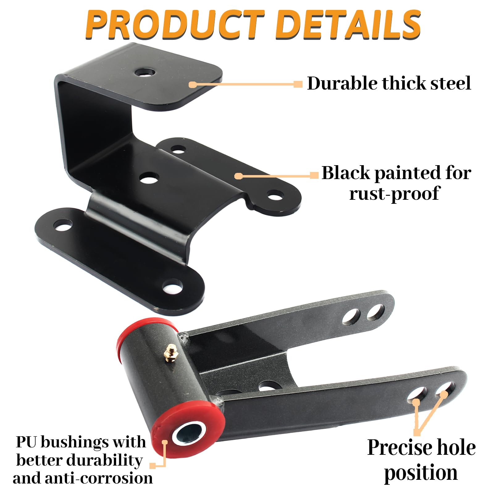 Psrorkeu - 2"-4" Rear Drop Kit Shackles Hangers For Dodge Ram 2500 - View #12