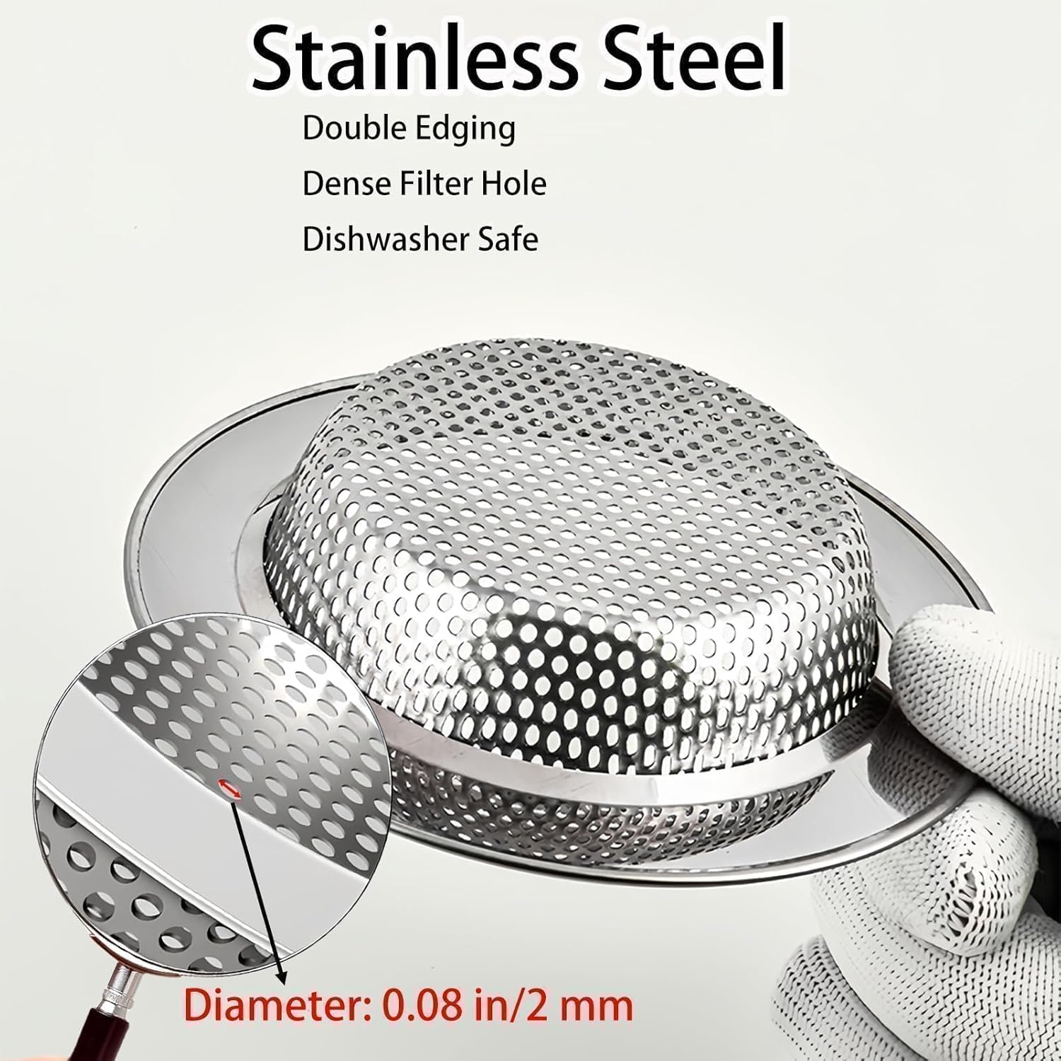 1 PCS Stainless Steel Kitchen Sink Strainer, 4.5" Wide Rim Drain Filter, Durable Sink Mesh for Food Debris, Easy to Install and Clean, Fits Most Kitchen Sinks