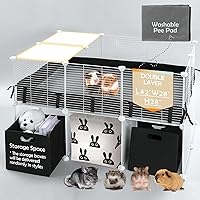 MEEXPAWS Guinea Pig Playpen Cage 42x28x28'' C&C Enclosure with PVC Liner, Pee Pad & Storage for Guinea Pigs, Hamsters, Hedgehogs