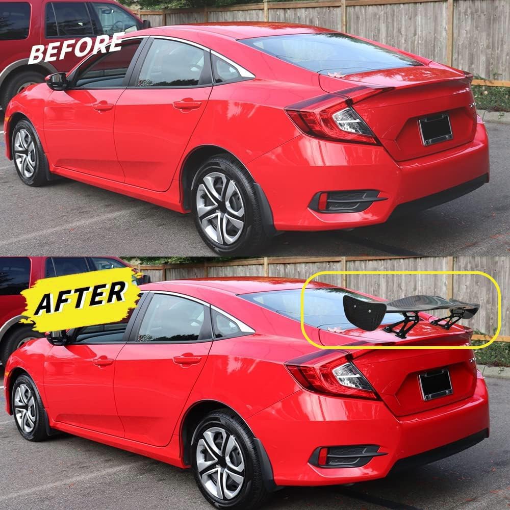 57 Inch Universal Rear Trunk Spoiler GT Racing Style Fit for Sedans Coupe Hatchback Adjustable Trunk Spoiler Wing (Carbon Fiber Look)