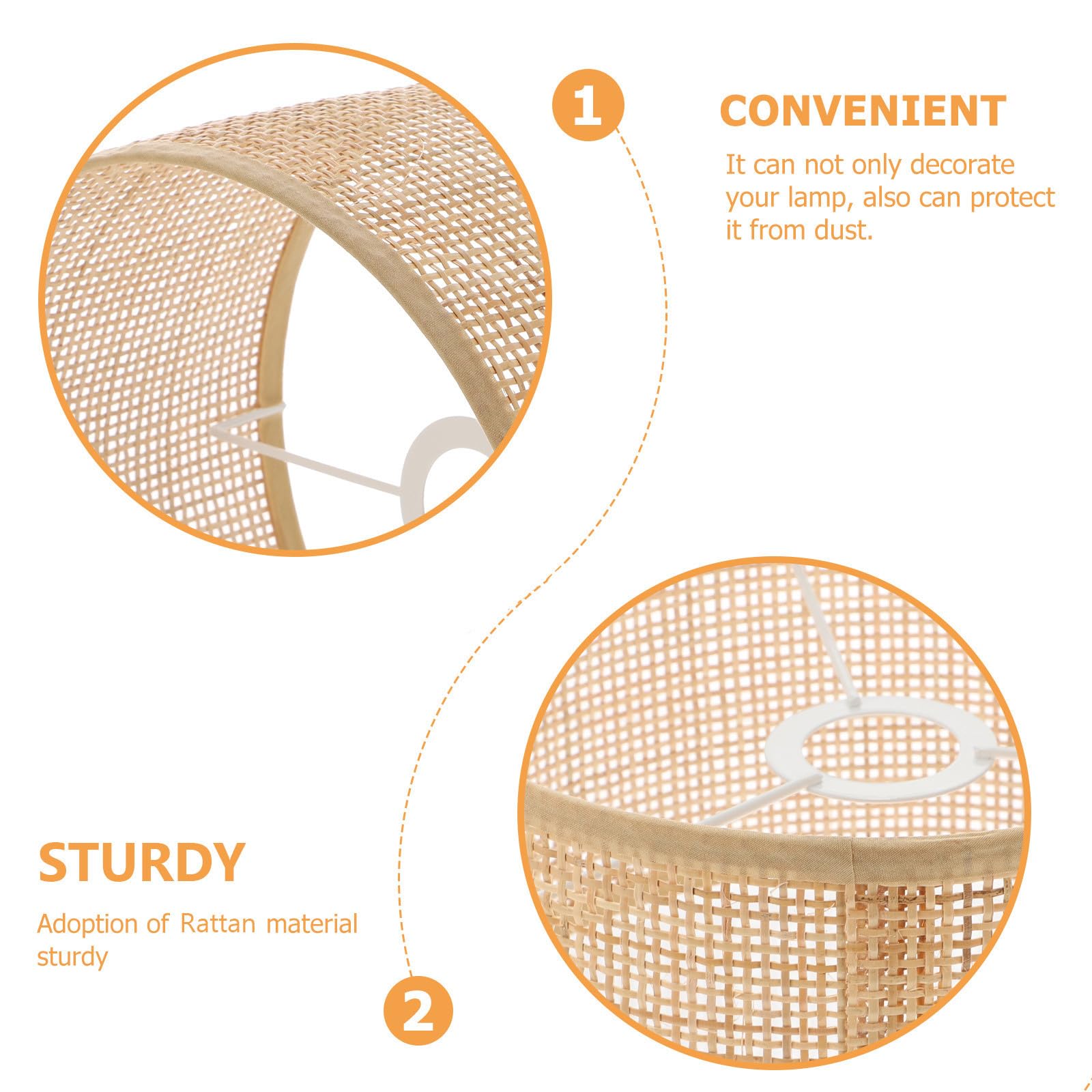 Gadpiparty Paralume in Rattan Intrecciato a Mano per Lampade Sospensione, Elegante e Rustico, Facile da Usare, per Decorazione Casa Khaki