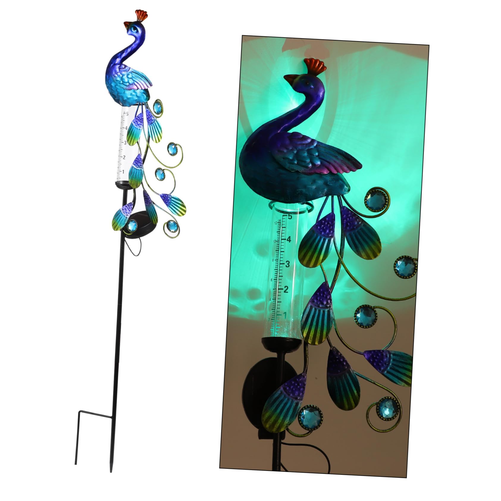 BESTonZON Lumière de Jardin Solaire Paon en Fer, Décorative pour Pelouse