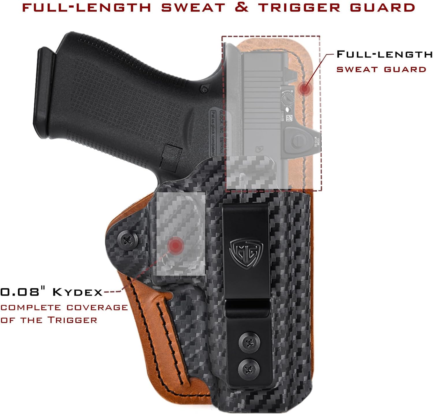 P365 X Macro Holster with Comfort Foam Pad, IWB Kydex and Leather Hybrid Holster for 9mm Sig Sauer P365 X Macro Pistol - Red Dot Optic Cut - Appendix Carry Holster for Inside Waistband Concealed Carry
