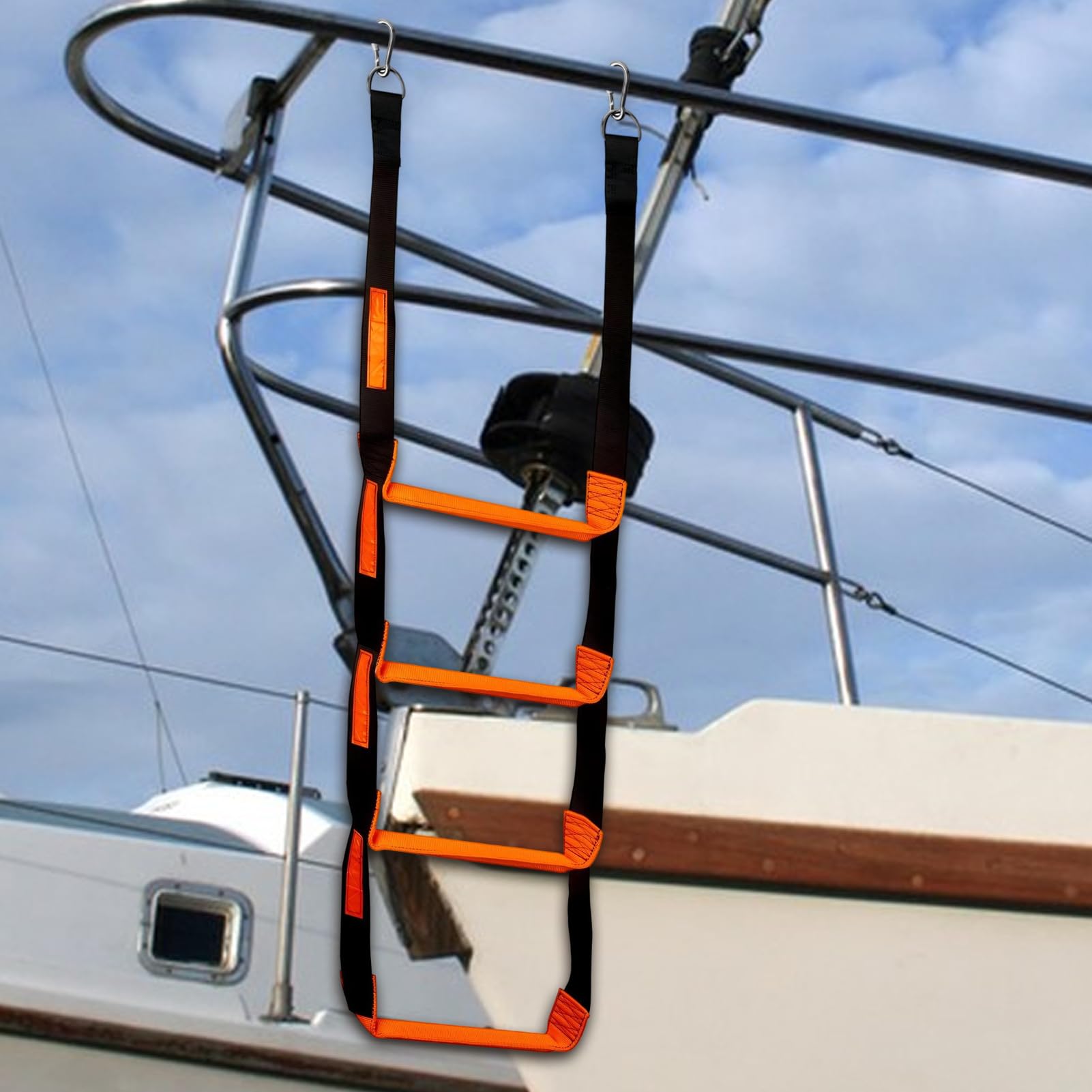Kayak Ladder – 140 x 84 x 5 cm Heavy Duty Climbing Rope | 600lbs Inflatable Boat Ladder, Compact Marine Climbing Stairs for Travel Outdoor Yacht Water Activities Kayak Canoeing Motorboat Trips