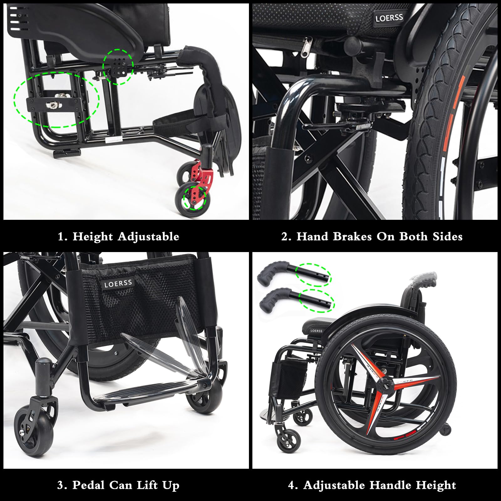 Silla De Ruedas Deportiva Ligera,silla De Ruedas Deportiva Ultraligera Plegable Todo Terreno,silla De Ruedas De Transporte Plegable,silla De Ruedas De Aluminio,para Adolescentes,Adultos(Size:42cm/16.5