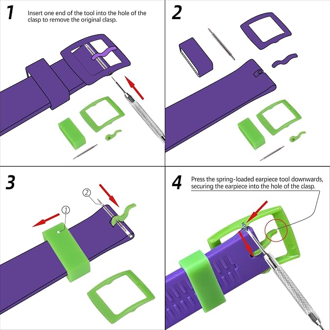 Watch Straps Replacement Plastic Buckle and Silicone Loops for Swatch