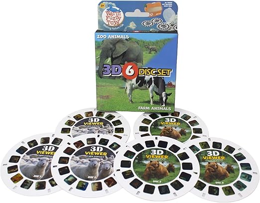 Warm Fuzzy Farm and Zoo Viewfinder Reels - Kids & Adults, Classic Toys, 3D Slide Reel, Retro Toys, 6 Slides with 42 HD 3D Images