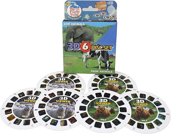 Warm Fuzzy Farm and Zoo Viewfinder Reels - Kids & Adults, Classic Toys, 3D Slide Reel, Retro Toys, 6 Slides with 42 HD 3D Images