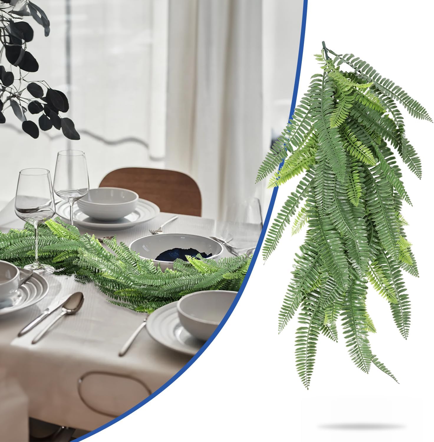 Bynbbur 3Pcs Fake Hanging Plants Artificial Vines, 20" Faux Greenery for Wall Home Room Table Wedding Indoor Outdoor Decoration, Dark Green