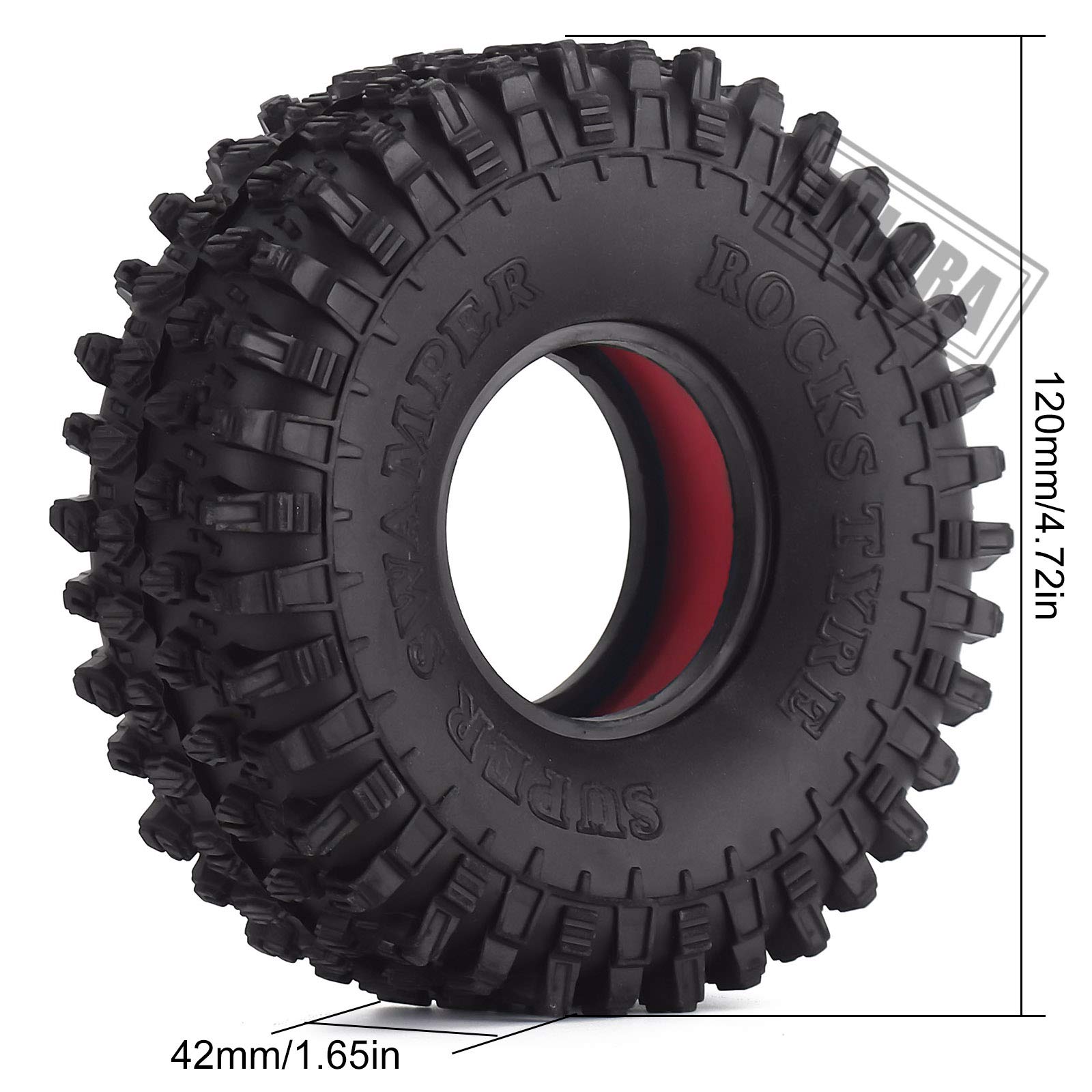 INJORA 1.9 Pneus Crawler 120 * 42mm Pneus de Roue Tout Terrain en INJORA 1.9 Pneus Crawler 120 * 42mm Pneus de Roue Tout Terrain en