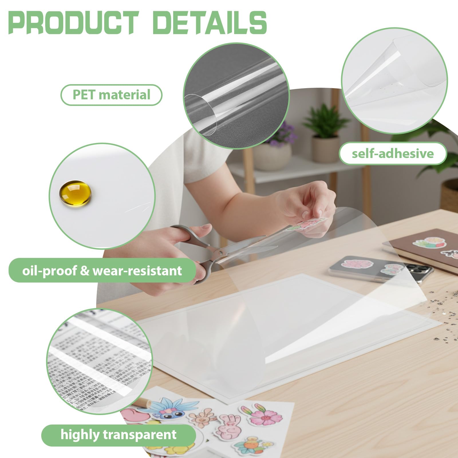 Carta Trasparente A4 Adesiva 95% Trasparente Impermeabile 216x279mm per Stampa Laser Inkjet