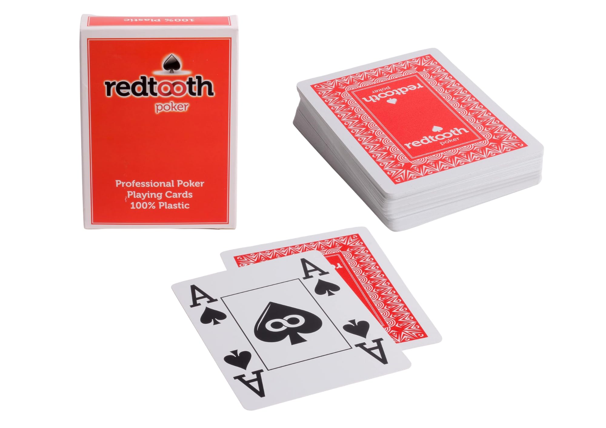 Professional Deck of Red Playing Cards | Casino with 4 Jumbo Indexes | Waterproof 100% Plastic | 54pcs Including 2 Jokers