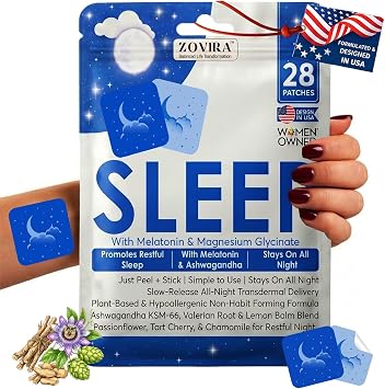 Sleep Patches for Adults Extra Strength Melatonin & Magnesium Patch Time-Release Sleep Aid Stickers Non-Habit Forming, Hypoallergenic 28 Transdermal Patches for Deep Rest & Relaxation