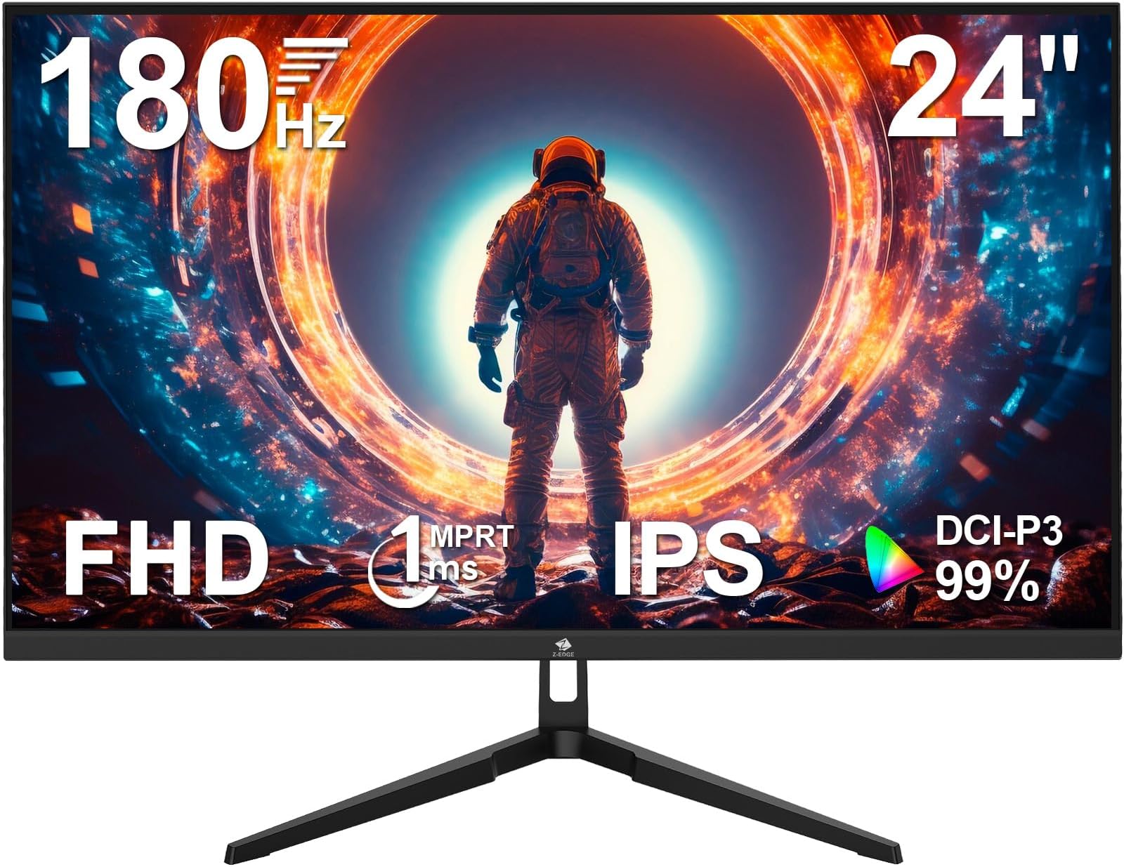 – Z-Edge Gaming Monitor 24 Inch 180Hz 1ms MPRT IPS Panel Full HD 1080P 16:9 LED Monitor, 350cd/m² Brightness, FreeSync HDR10, DisplayPort1.4 & HDMI2.0, Support VESA 100x100mm