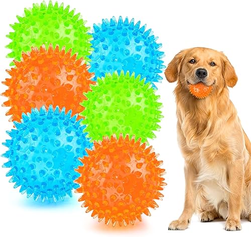 Miniatura 8 de Bolas interactivas para perros de 2.5 pulgadas, bolas chirriantes para perros, juguetes y dentición de cachorros, bolas de juguete masticables para