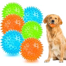 PUPTILY Puppy Toy 2.5 Squeaky Dog Balls Toys and Spikey Dog Ball for Aggressive Chewers for Small Dogs Dog Balls for Clean Teeth and Training 6 Pack