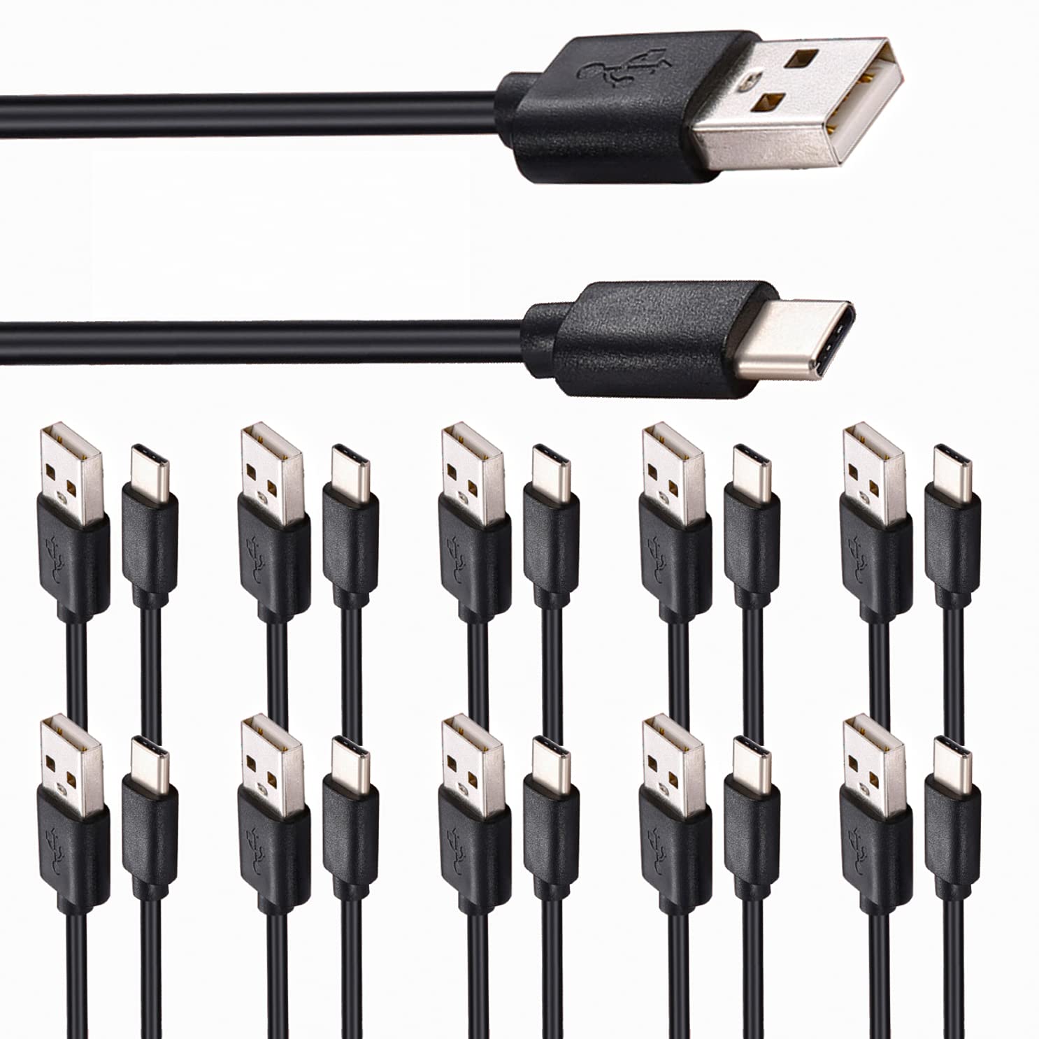 tekSonic USB Type C Cable Fast Charging [10Pack 3.3ft], USBA to USBC