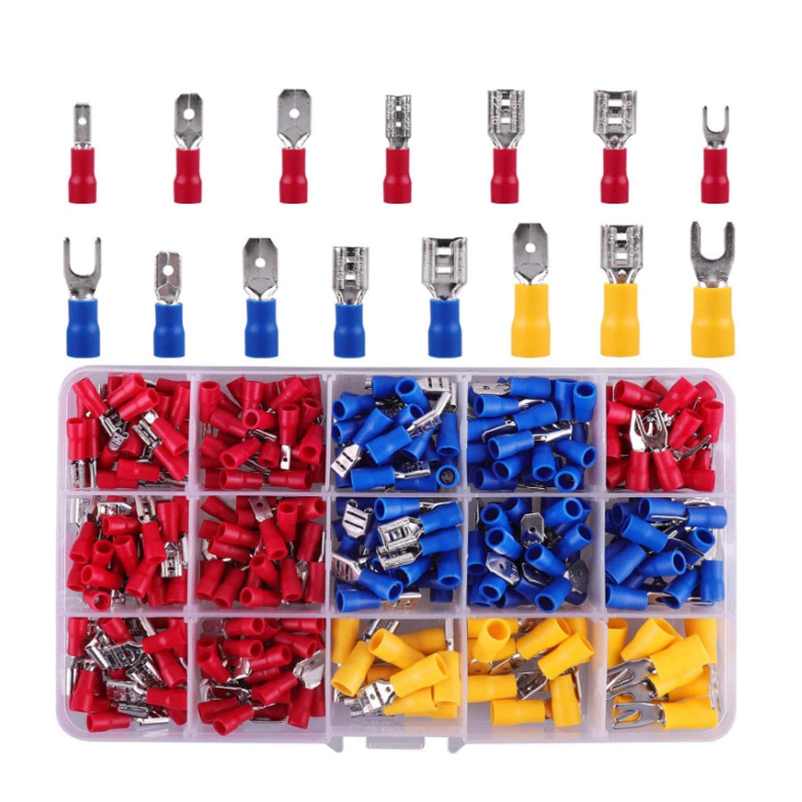 Electrical Connectors,330PCS Assorted Insulated Crimp Terminals Connectors,Durable Easy to Install Male Female Spade Connectors Kit,Portable Colorful Terminal Daily household Cable Connector(as shows)
