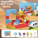3D Jeu de train électrique Infinity Track pour les enfants 3+, 32P Magic Rail Block Trail Fusion Train, Jeu de construction Défaillance de la gravité 3D Mises en page intégrées & Voiture motorisée, STEM Cadeau d'apprentissage