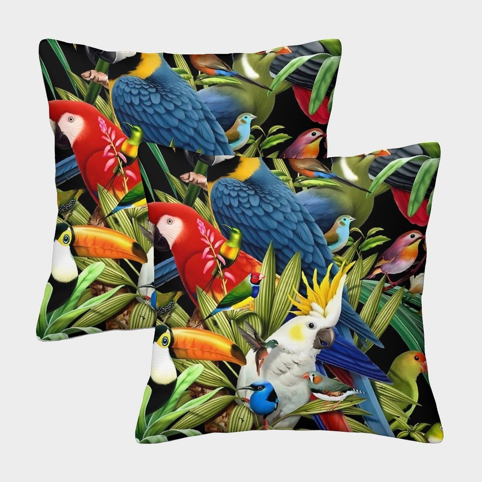 Felasbuid Style-16 Exotic Birds—Tropical Jungle Art Pillow Covers 2 Pack Cozy Pillowcase Available All Seasons Cushion Case Polyester Decor Sofa For Living Room Bedroom 45X45cm