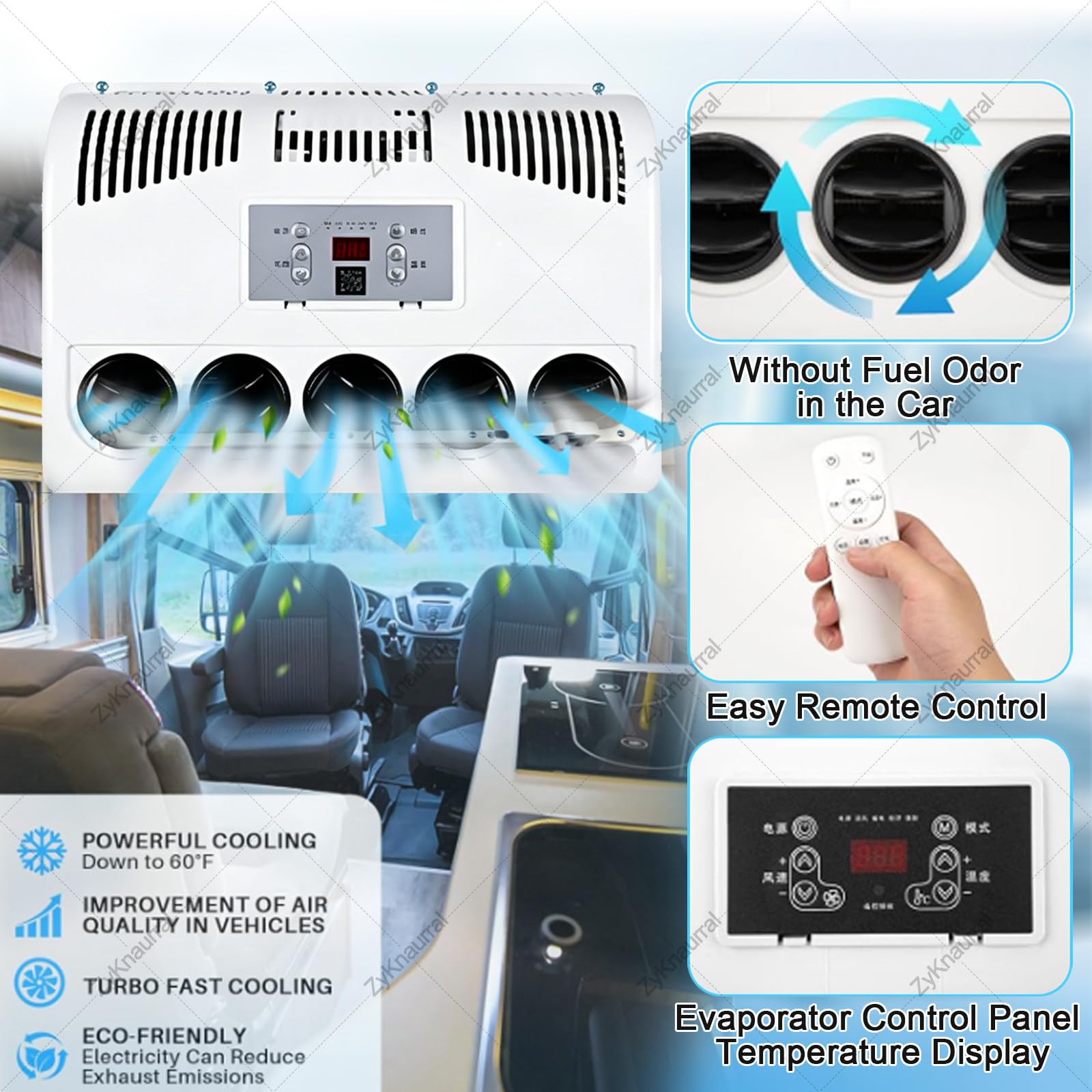 Aire Acondicionado Para Remolques De Carga, Aire Acondicionado Mini Split, Enfriamiento Rápido Sin Consumo Combustible Para Estacionamiento De Semirremolques, Furgonetas, Cabinas Tractores 24V-Yellow