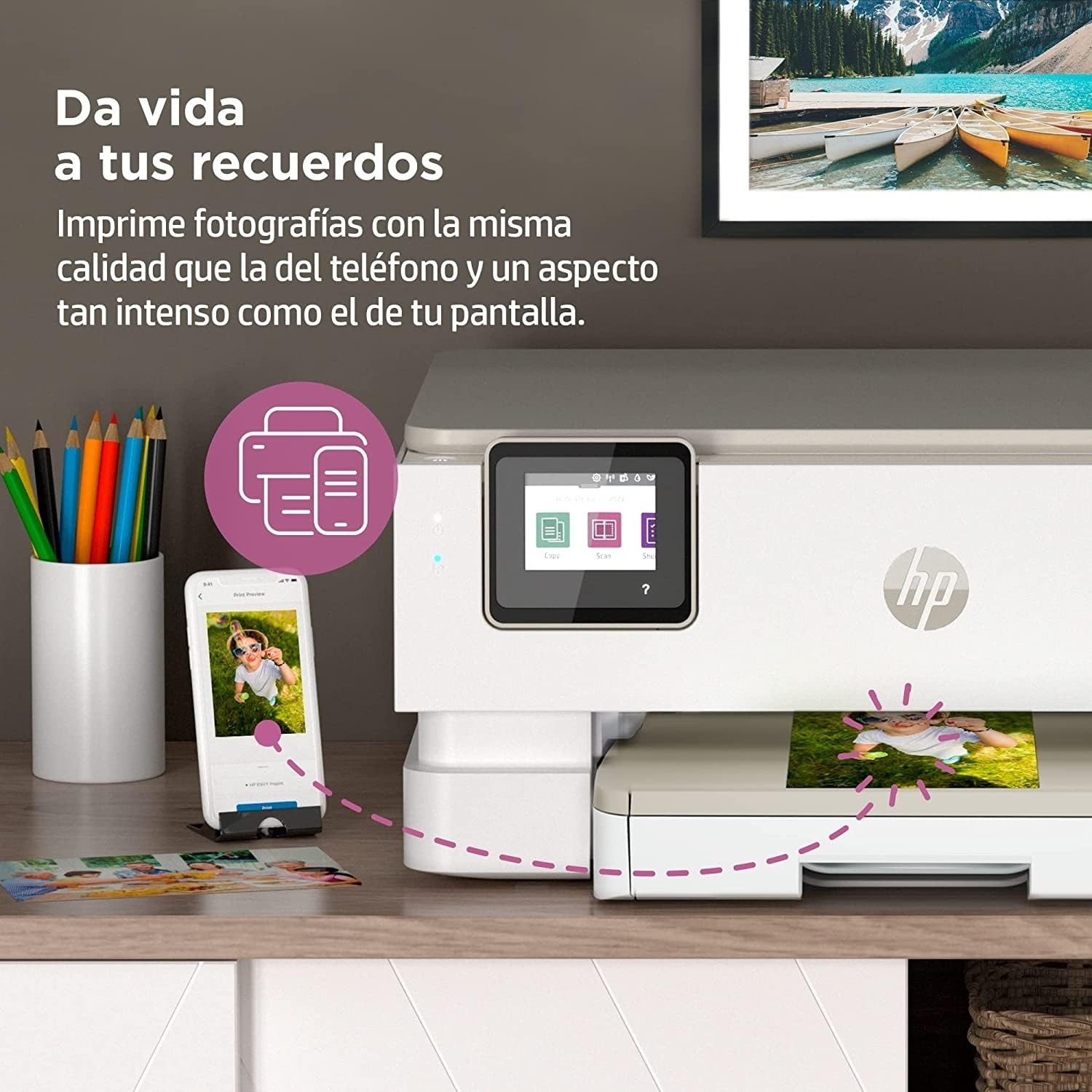 HP Envy Inspire 7220e 242P6B, Impresora multifunción de inyección de Tinta A4 a Color, Wi-Fi, impresión a Doble Cara automática, hasta 22 ppm, 6 Meses de impresión Instant Ink, Blanca
