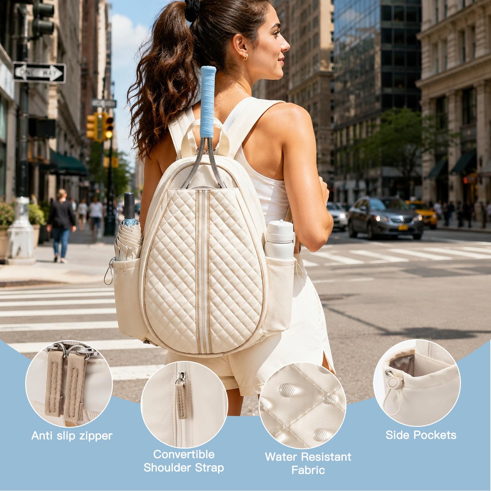 Mochila de tenis, bolsa de tenis para mujer, hombre y niños, bolsa impermeable para 2 raquetas de tenis, pickleball, tenis y bádminton
